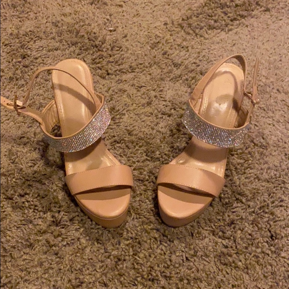 2 strap ankle wedge heels